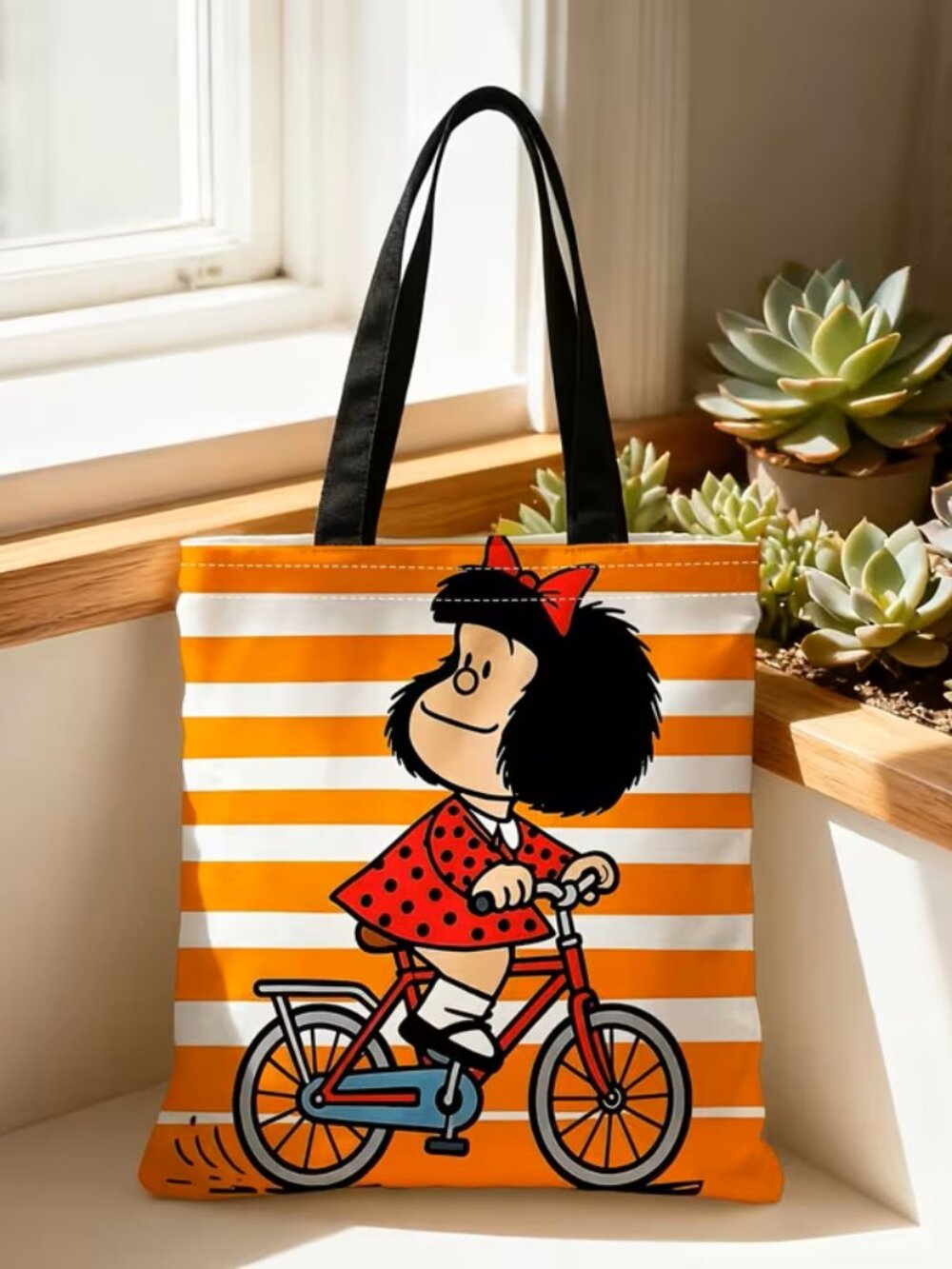 New Soft Polyester 2D Printed Retro Novelty Tote Bag 13 x 15~ Mafalda